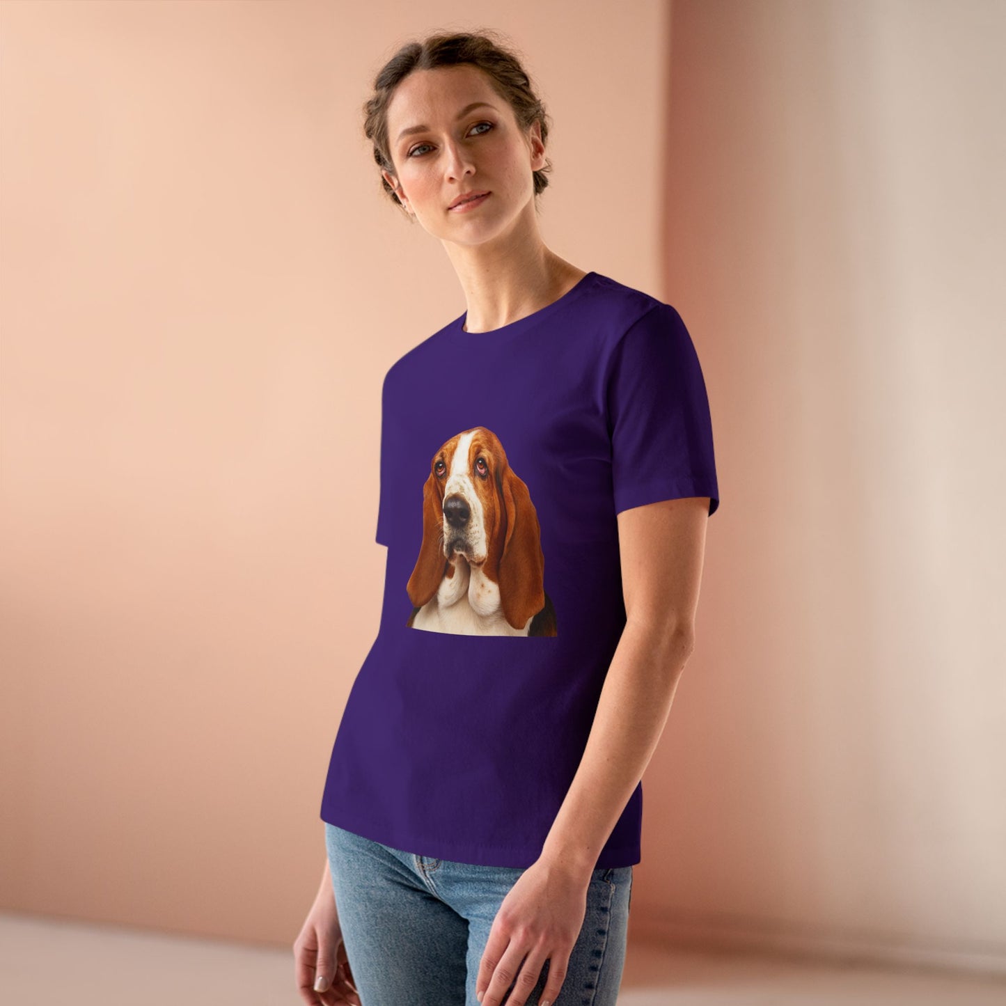Basset Head Women's Short Sleeve Crewneck Tee