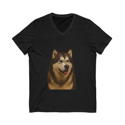 Malamute Head Unisex Short Sleeve V-Neck Tee