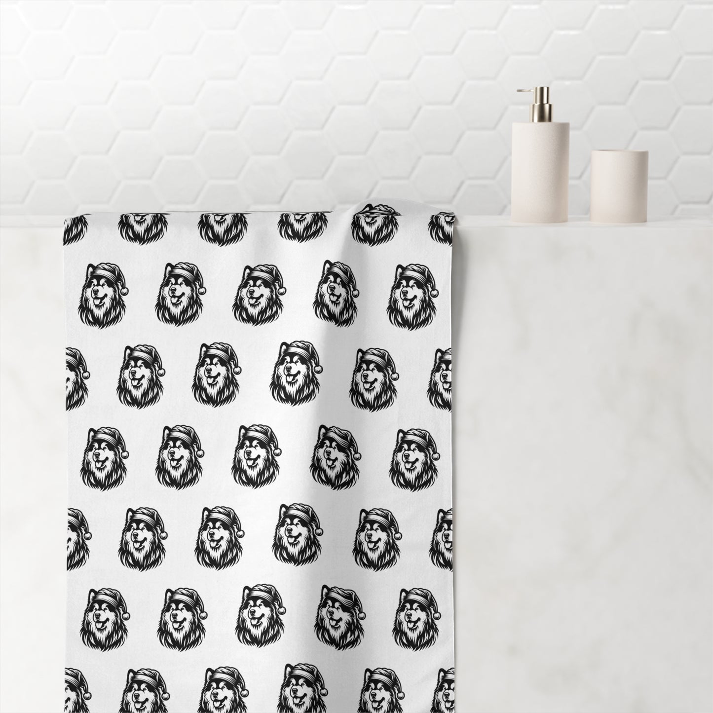 Santa Paws Malamute Mink-Cotton  Beach Towel