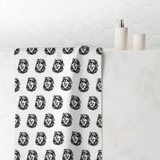 Santa Paws Malamute Mink-Cotton  Beach Towel