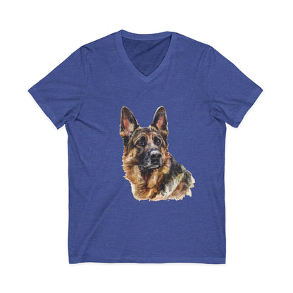 German Shepherd Head Unisex Short Sleeve V-Neck Tee