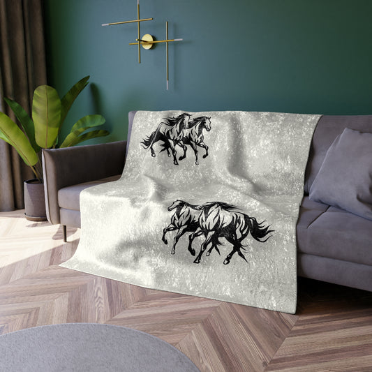 Horsin' Around Crushed Velvet Blanket