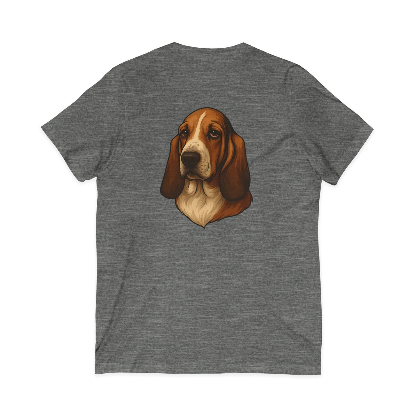 Basset Hound Head Unisex Short Sleeve V-Neck Tee