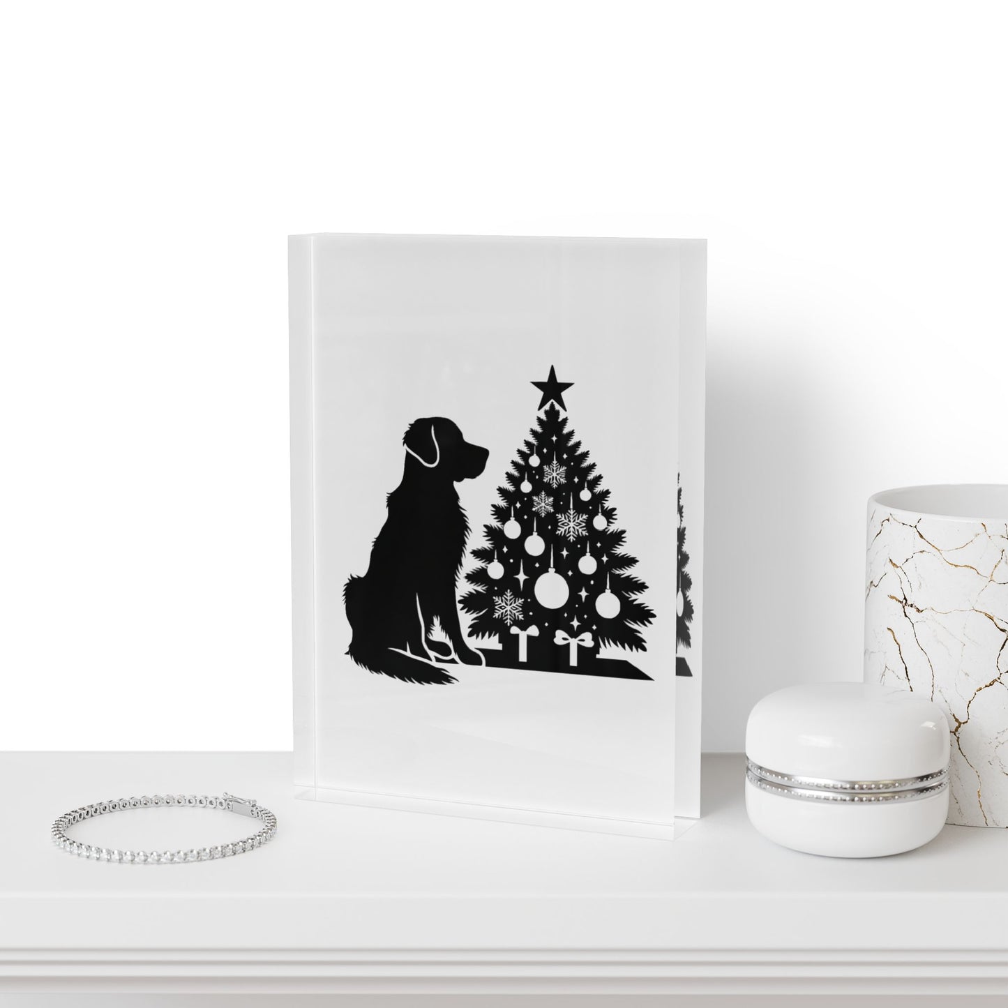 Golden Christmas Tree Acrylic Photo Block