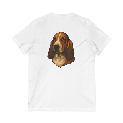Basset Hound Head Unisex Short Sleeve V-Neck Tee