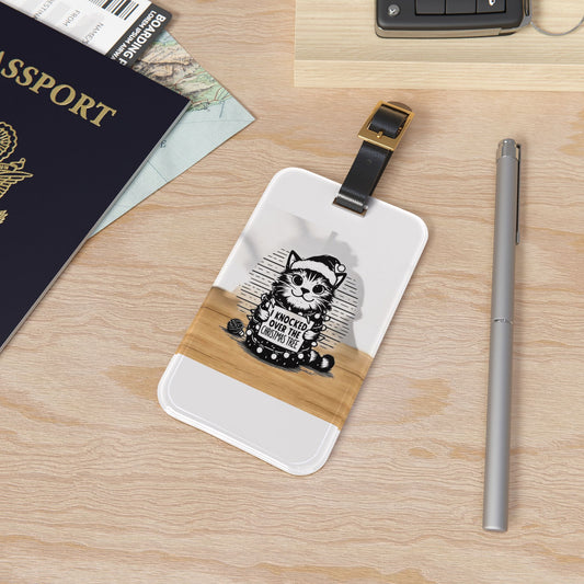 Naughty Cat Leather Strap Luggage Tag