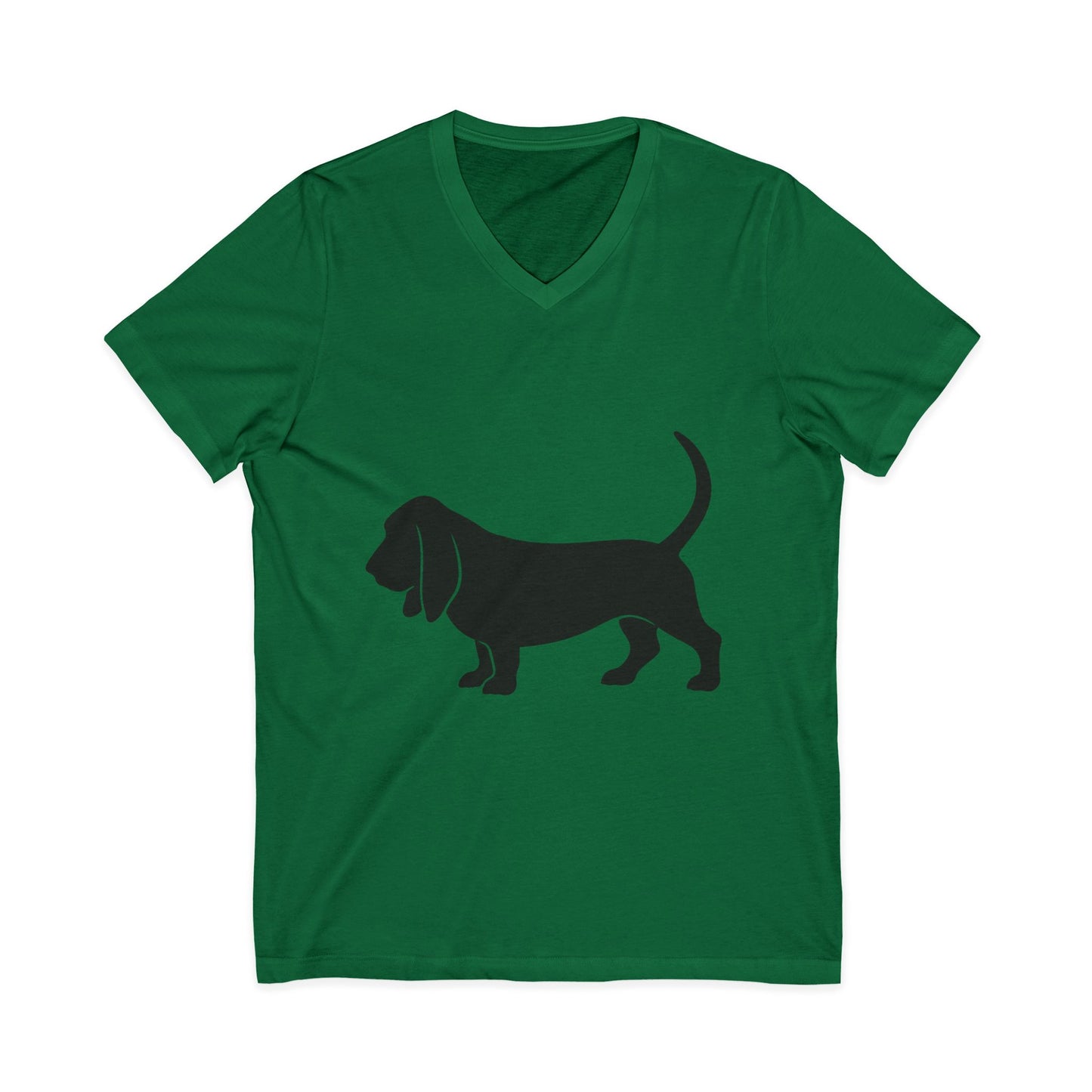 Basset Hound Silhouette Unisex Short Sleeve V-Neck Tee