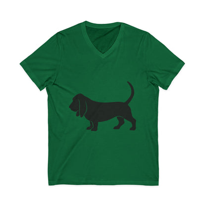 Basset Hound Silhouette Unisex Short Sleeve V-Neck Tee