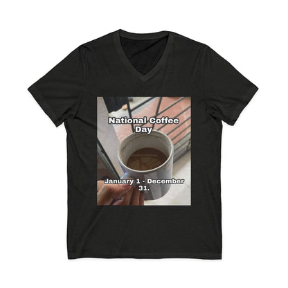 National Coffee Day Unisex Short Sleeve V-Neck Tee