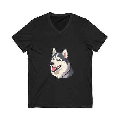 Malamute Head Unisex Short Sleeve V-Neck Tee