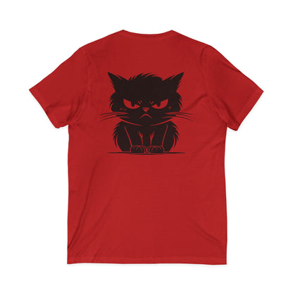 Angry Cat Unisex Short Sleeve V-Neck Tee