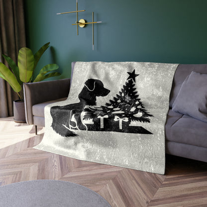 Golden Christmas Tree Crushed Velvet Blanket