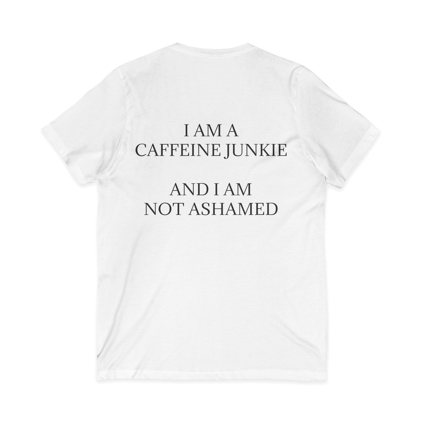 Caffeine Junkie Unisex Short Sleeve V-Neck Tee