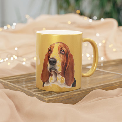Basset Head Metallic Coffee Mug