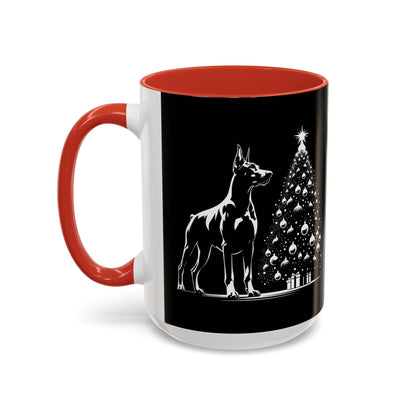 Doberman Christmas Tree 2-Tone Coffee Mug