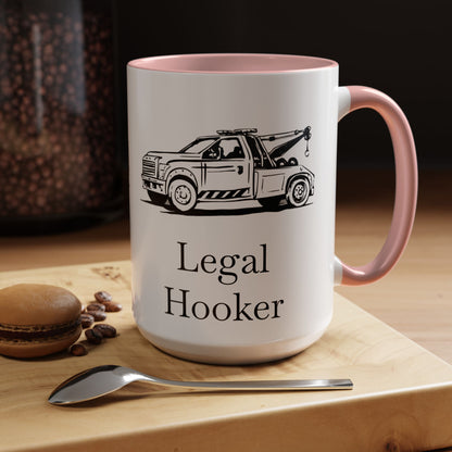 Legal H**ker Wheel Lift Tow Truck 2-Tone Coffee Mug