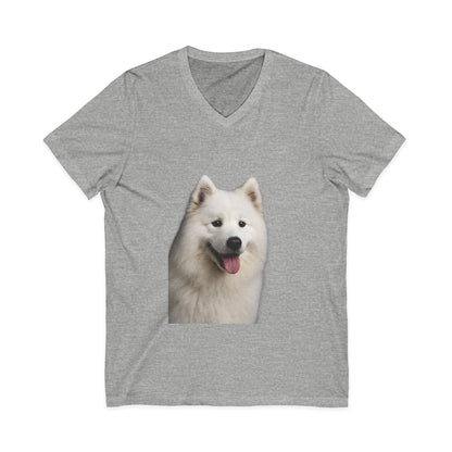 Samoyed Head Unisex Short Sleeve V-Neck Tee
