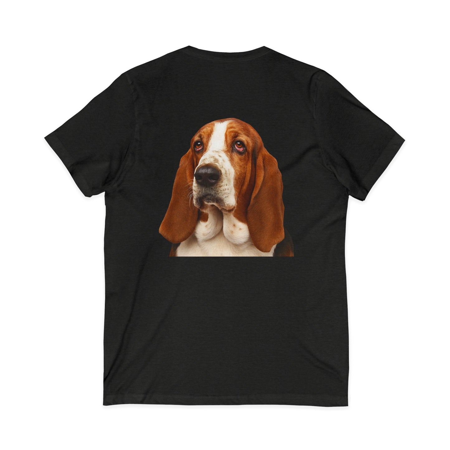 Basset  Head Unisex Short Sleeve V-Neck Tee