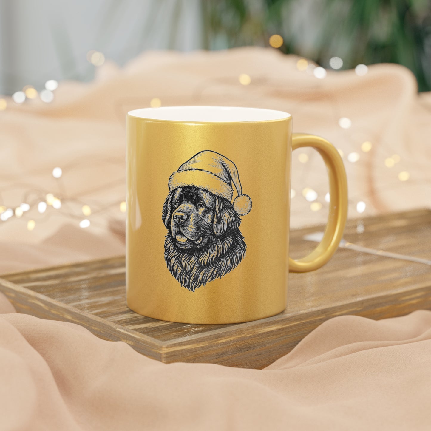 Santa Paws Newfie Metallic Coffee Mug