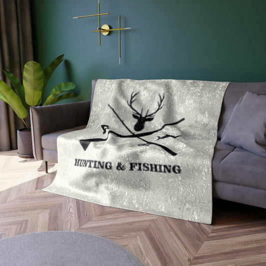 Hunting/Fishing Crushed Velvet Blanket