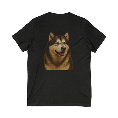 Malamute Head Unisex Short Sleeve V-Neck Tee