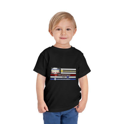 Slow Down Move Over Flag Toddler Unisex Short Sleeve Crewneck Tee