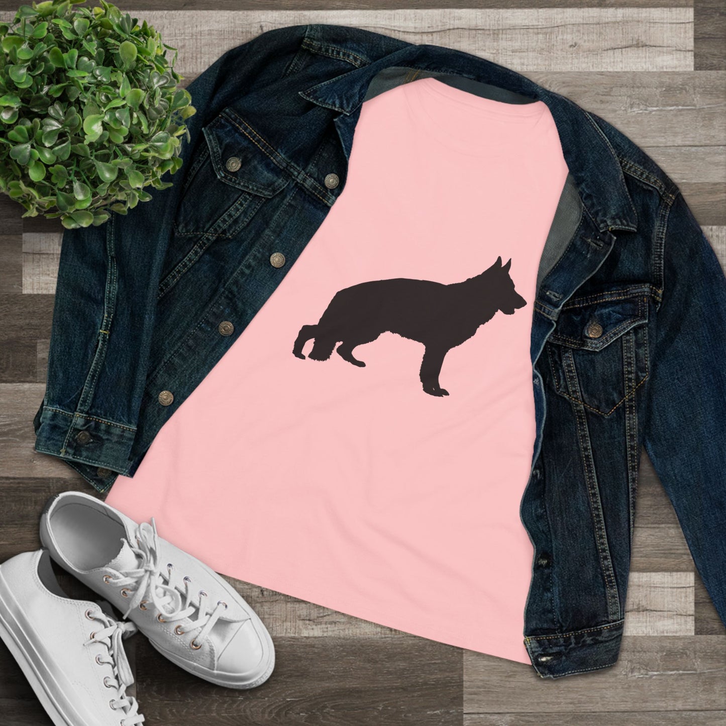 German Shepherd Silhouette Women's Short Sleeve Crewneck Tee