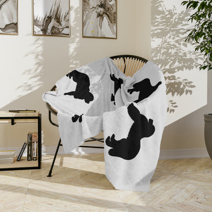 Newfie Silhouette Velveteen Microfiber Blanket