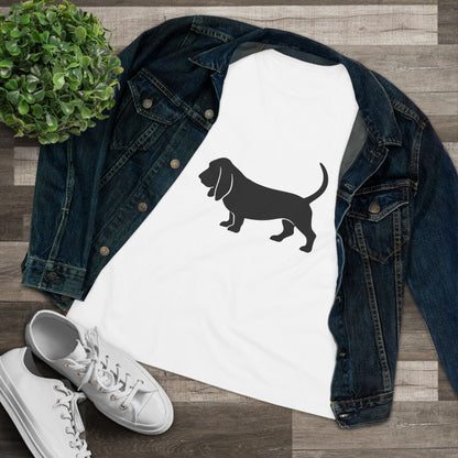 Basset Hound Silhouette Women's Short Sleeve Crewneck Tee