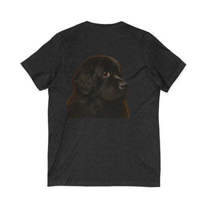 Newfie Head Unisex Short Sleeve V-Neck Tee