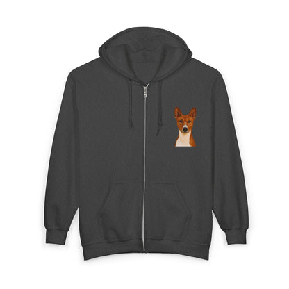 Basenji Head Unisex Full Zip Hoodie