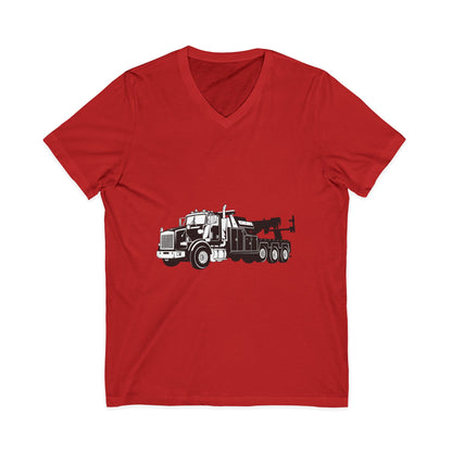 Heavy Tow Truck Unisex Short Sleeve V-Neck Tee