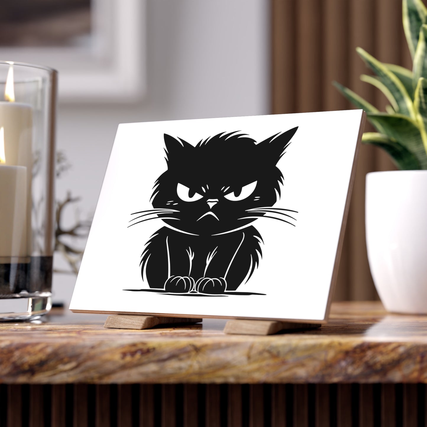 Angry Cat Ceramic Photo Tile