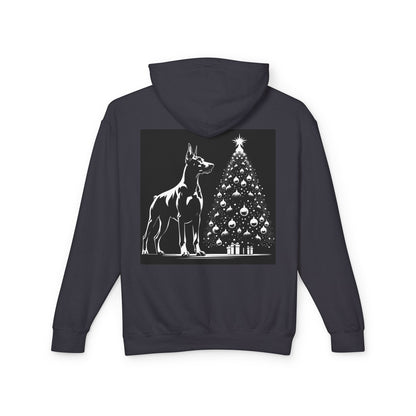 Doberman Christmas Tree Unisex Lightweight Hoodie