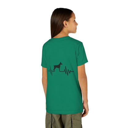 My Heart Beats For Dobermans Youth Unisex Short Sleeve Crewneck Tee