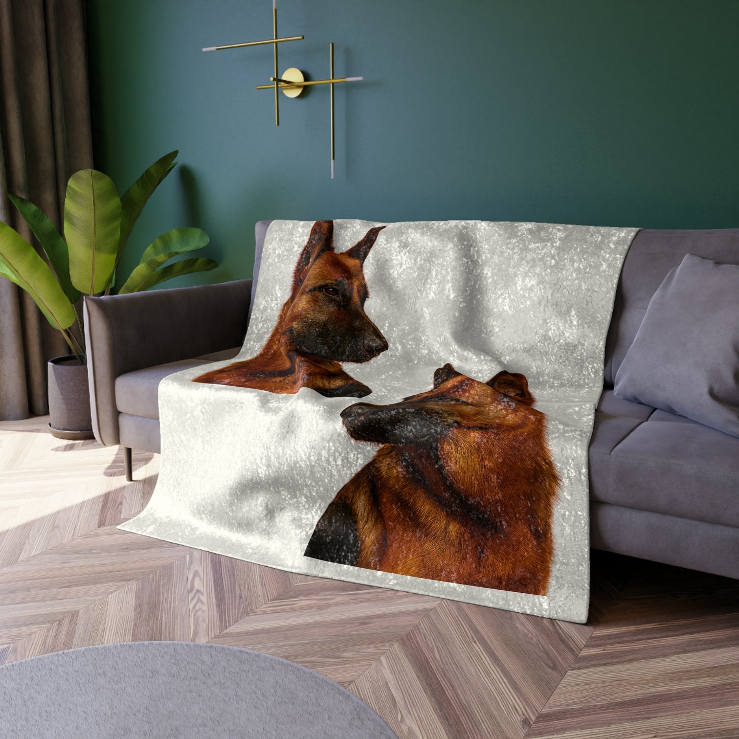 German Shepherd Head Crushed Velvet Blanket