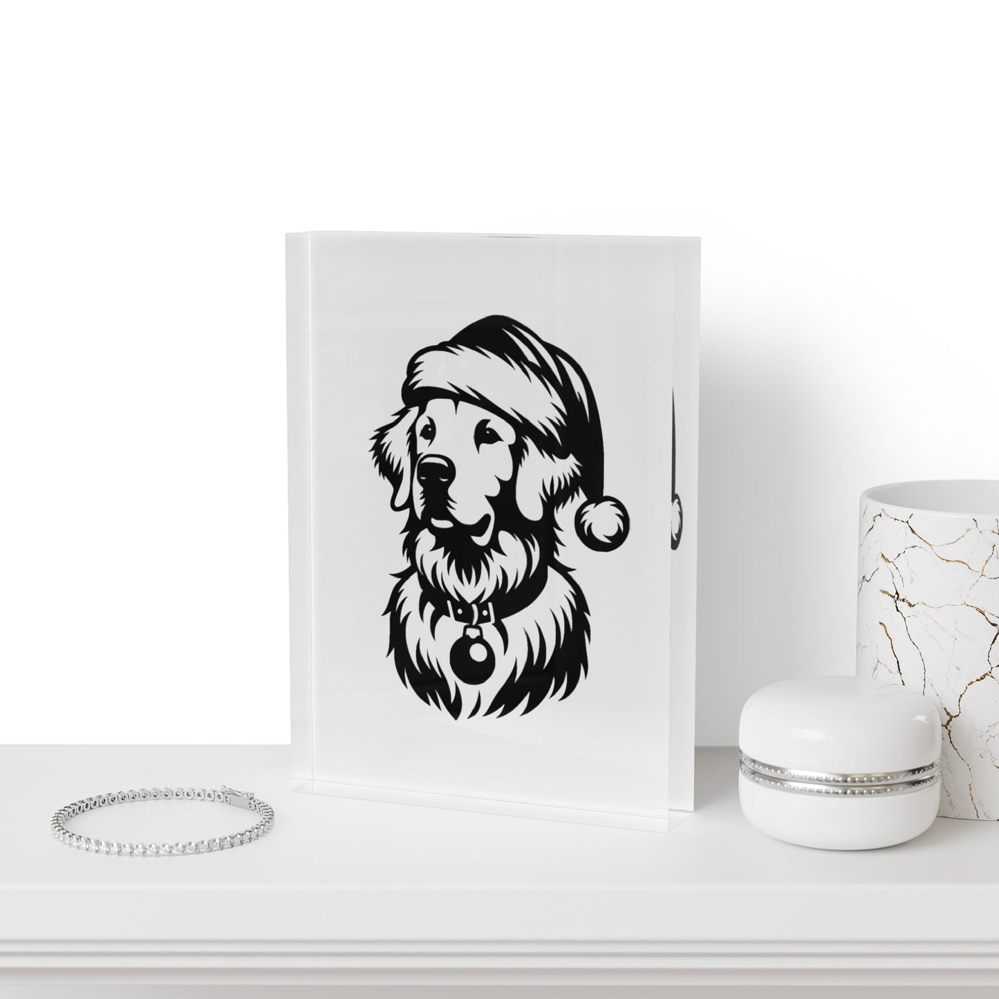 Santa Paws Golden Acrylic Photo Block