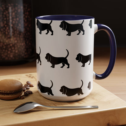 Basset Hound Silhouette 2-Tone Coffee Mug