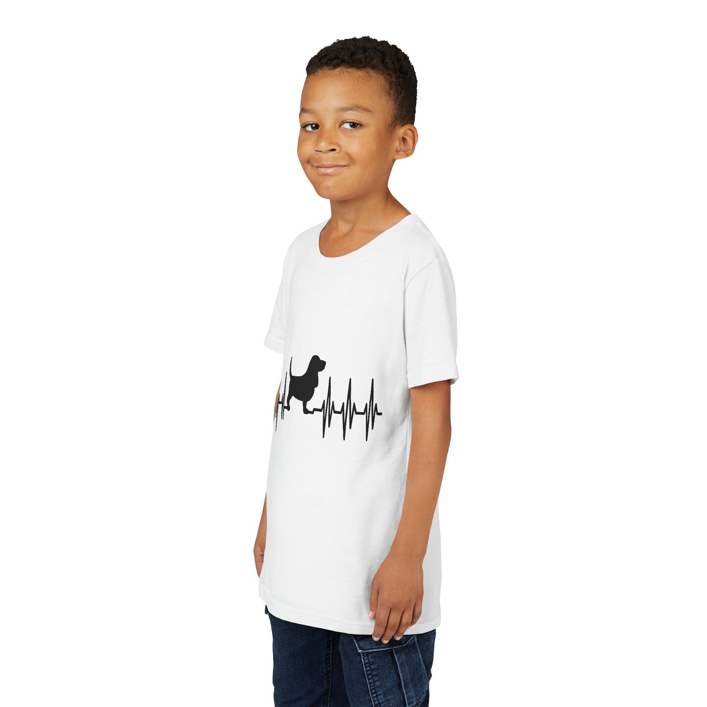 My Heart Beats For Bassets Youth Unisex Short Sleeve Crewneck Tee
