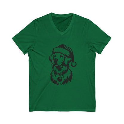 Santa Paws Golden Unisex Short Sleeve V-Neck Tee