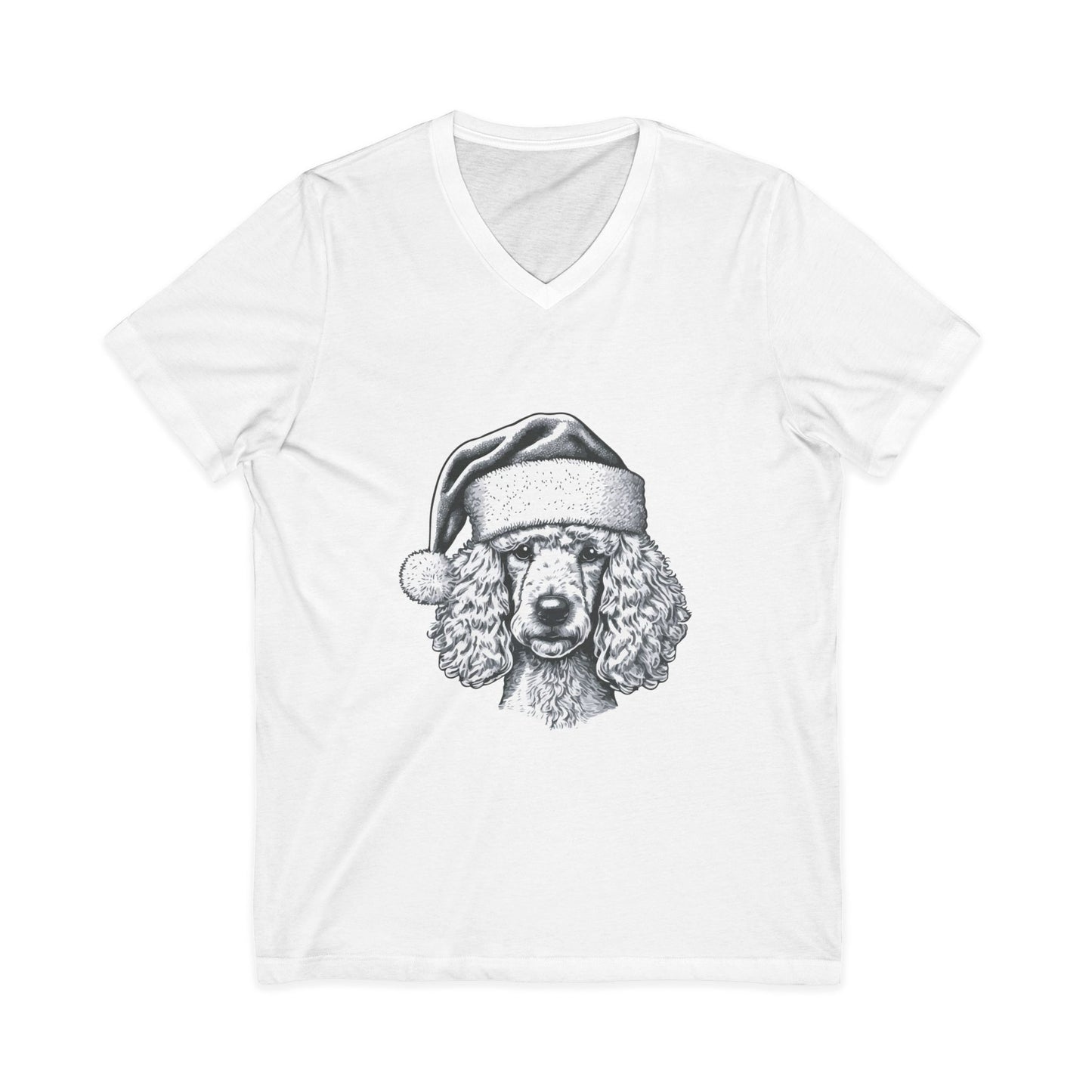 Santa Paws Poodle Unisex Short Sleeve V-Neck Tee