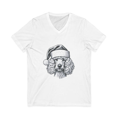 Santa Paws Poodle Unisex Short Sleeve V-Neck Tee