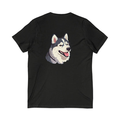 Malamute Head Unisex Short Sleeve V-Neck Tee