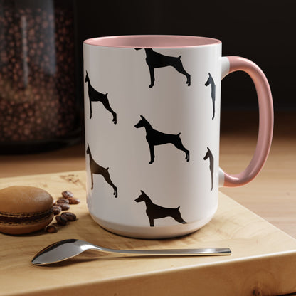 Doberman Silhouette 2-Tone Coffee Mug