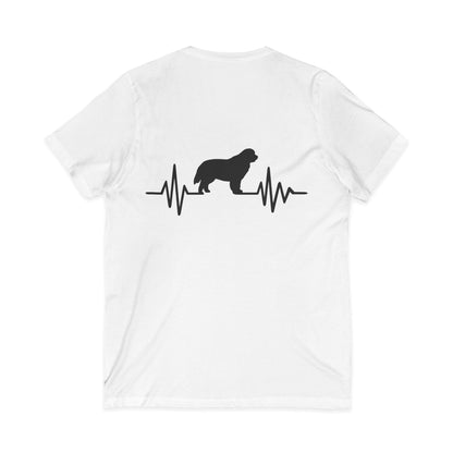 My Heart Beats For Newfies Unisex Short Sleeve V-Neck Tee