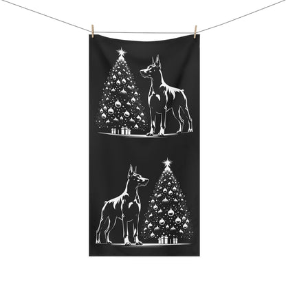 Doberman Christmas Tree Mink-Cotton  Beach Towel