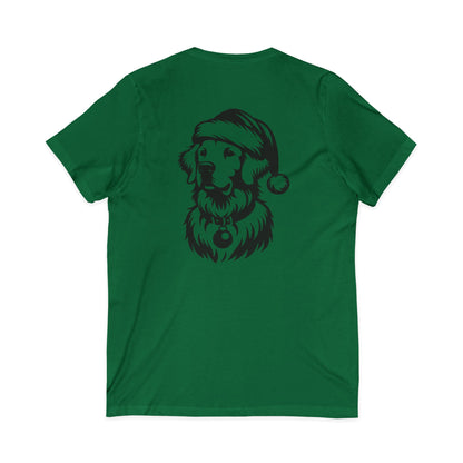 Santa Paws Golden Unisex Short Sleeve V-Neck Tee
