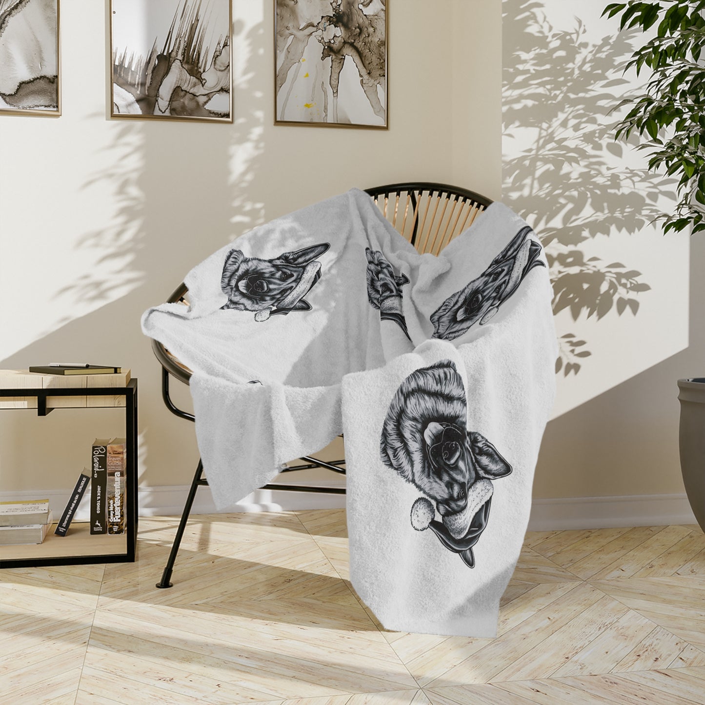 Santa Paws German Shepherd Velveteen Microfiber Blanket