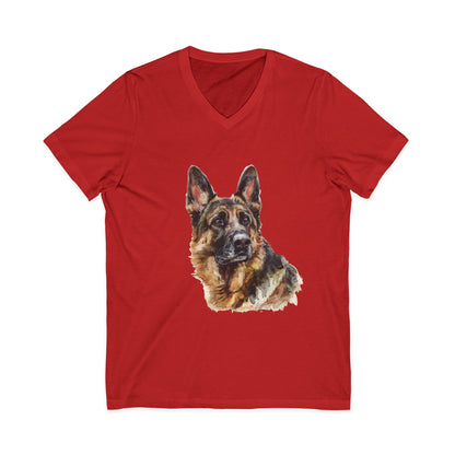 German Shepherd Head Unisex Short Sleeve V-Neck Tee