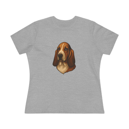 Basset Hound Head Women's Short Sleeve Crewneck Tee